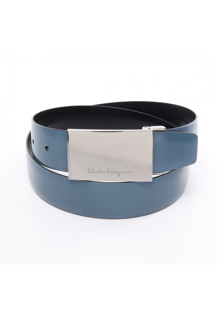 二奢 Pre-loved Salvatore Ferragamo belt leather Light blue silver hardware