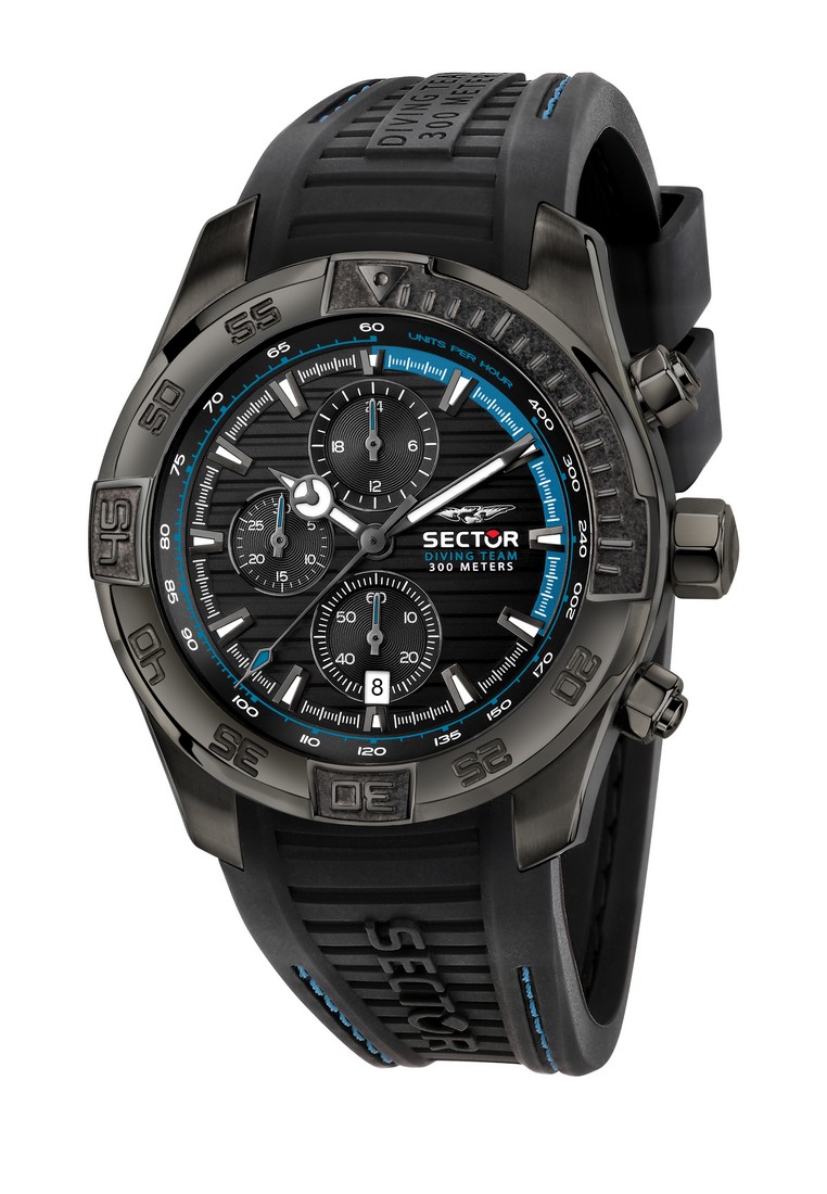【潛水錶-30 ATM 防水】 Sector Diving Team 45mm Silicon Chronograph Men's Quartz Watch-R3271635001