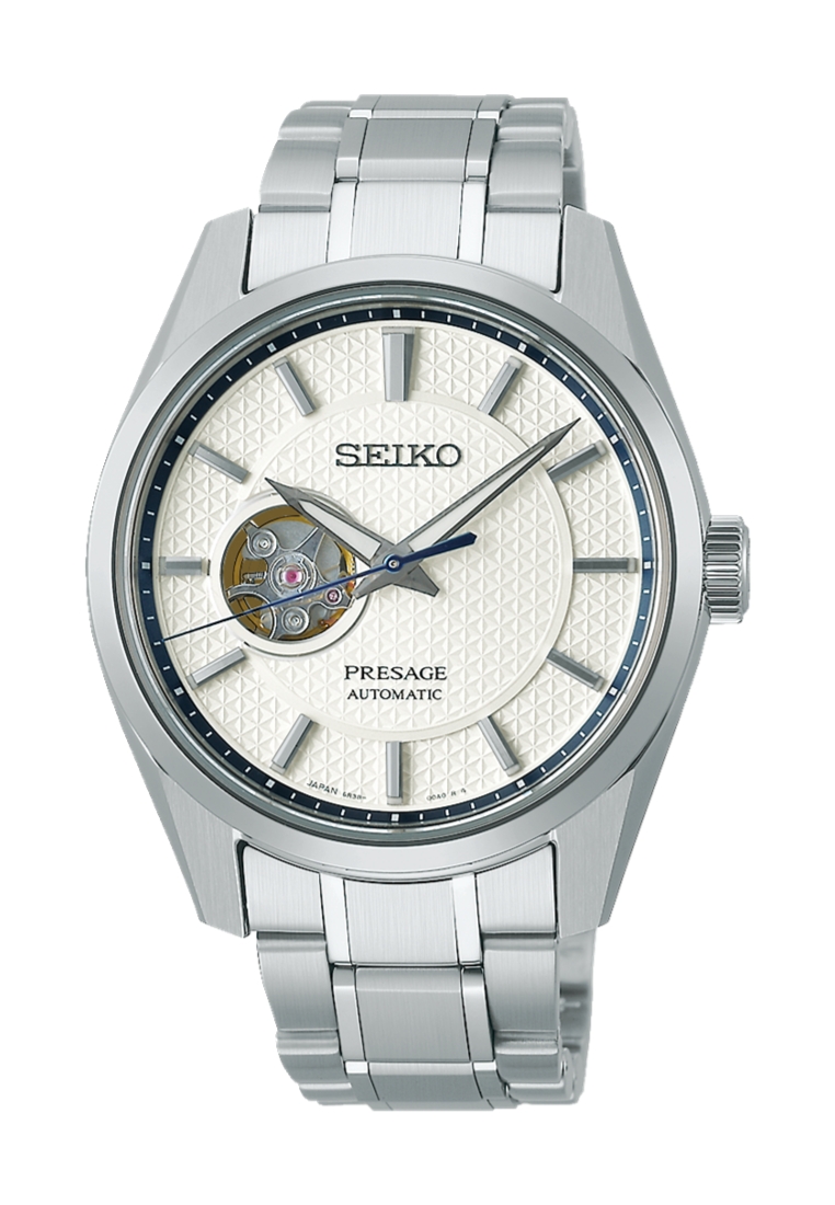 Seiko Presage Sharp Edged 『Midday』 White Dial Open Heart Design Automatic Watch SPB309J1