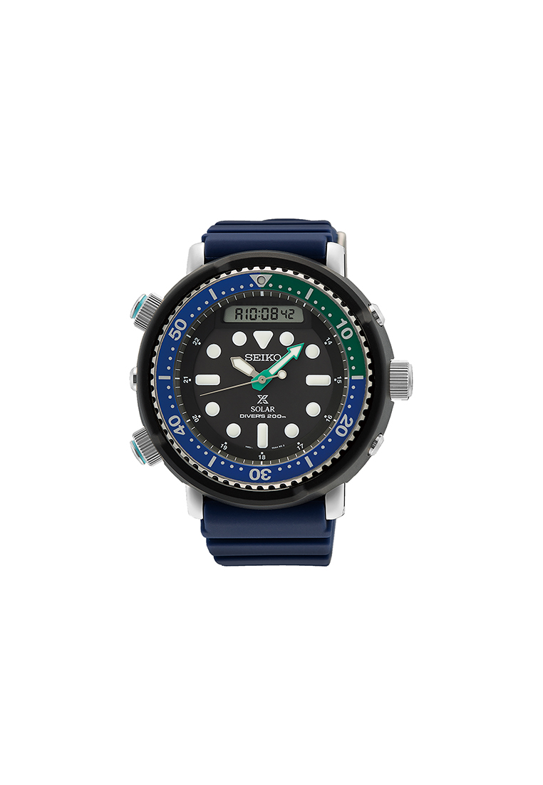 Seiko Prospex Sea Special Edition SNJ039P Men's Analog-Digital Watch Blue Silicone Strap - Solar Power Diver Watch