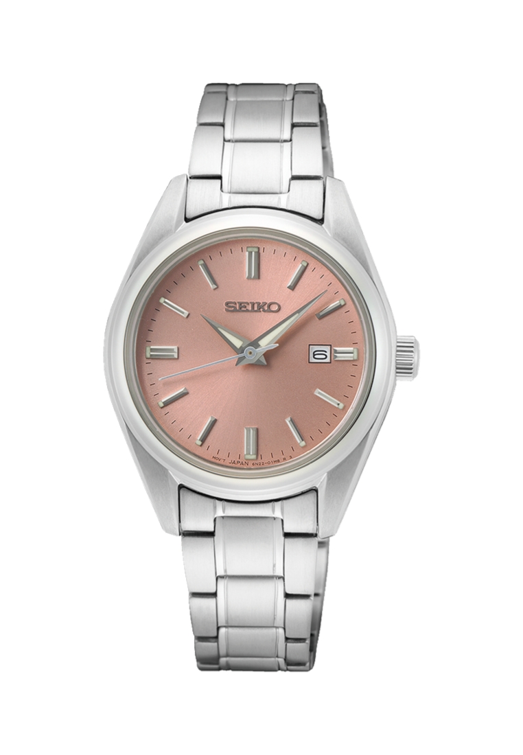 Seiko Lady Essentials Collection Pink Sunray Dial Sapphire Crystal Glass Quartz Watch SUR529P1