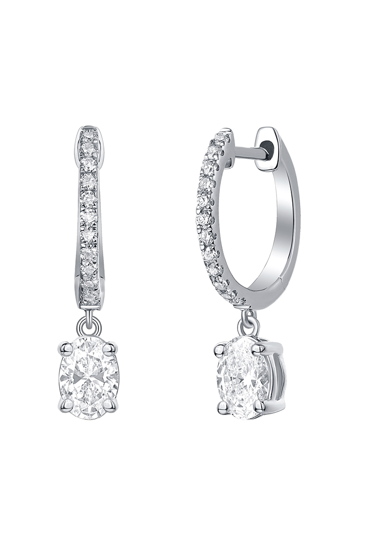 Smiling Rocks 實驗室種植鑽石 0.79 克拉橢圓形吊式鑽石環形耳環