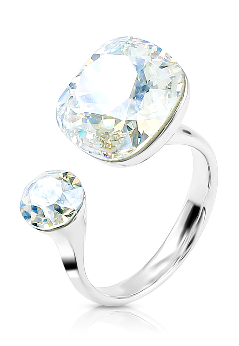 SO SEOUL 卡莉娜方形坐墊配圓形月光施華洛世奇®水晶超大可調節開口戒指