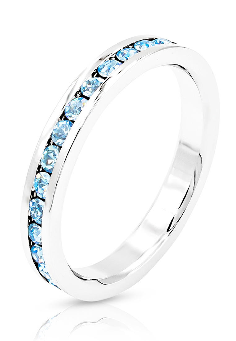 SO SEOUL 基亞拉 經典鑲嵌 北極光 粉藍色奧地利水晶單排滿鑲戒指