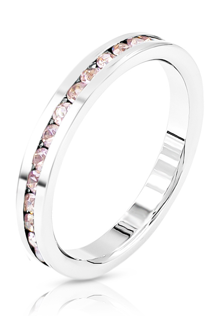 SO SEOUL 基亞拉 經典鑲嵌 北極光 粉藍色奧地利水晶單排滿鑲戒指