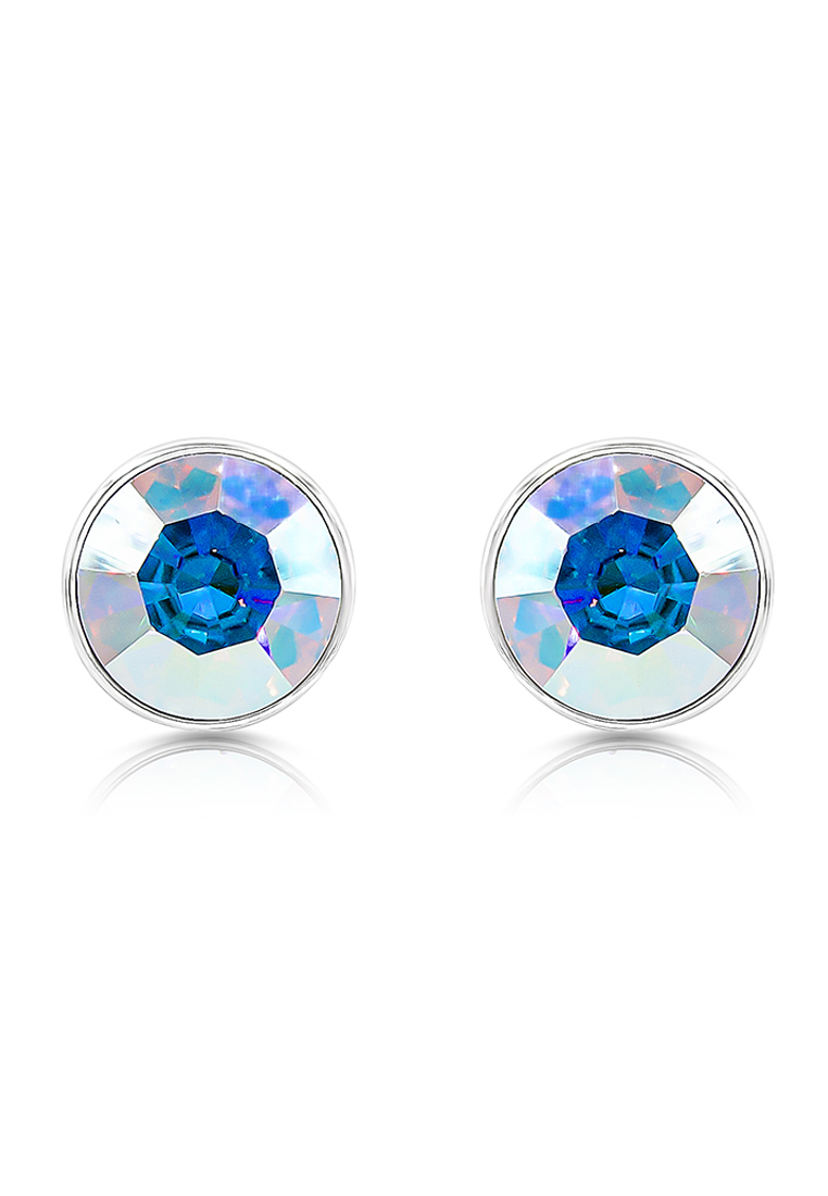 SO SEOUL 貝拉經典極光或淺藍色鑲嵌施華洛世奇®水晶穿孔耳環