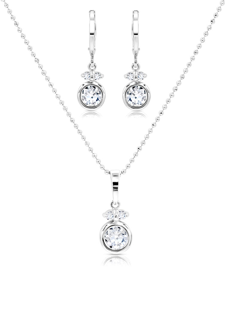 SO SEOUL 卡莉斯塔 香水瓶鑽石仿製鋯環形耳環與帶吊墜項鍊珠寶禮品套裝