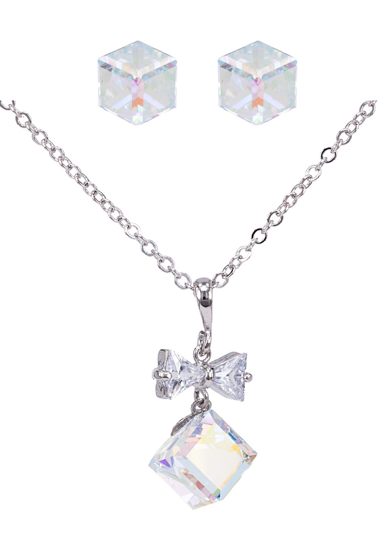 SO SEOUL 紅杉北極光施華洛世奇® 水晶耳環和吊墜鏈項鍊珠寶禮品套裝