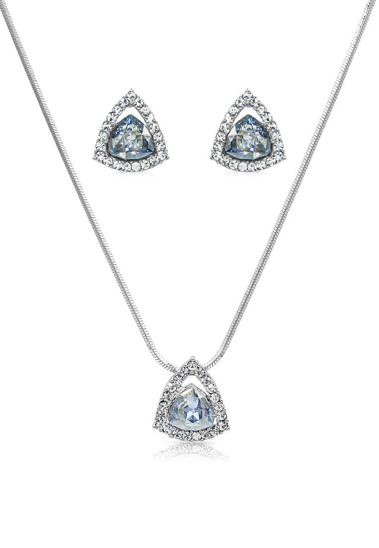 SO SEOUL 創世紀 藍影施華洛世奇®水晶穿孔耳環與帶吊墜項鍊珠寶禮品套裝