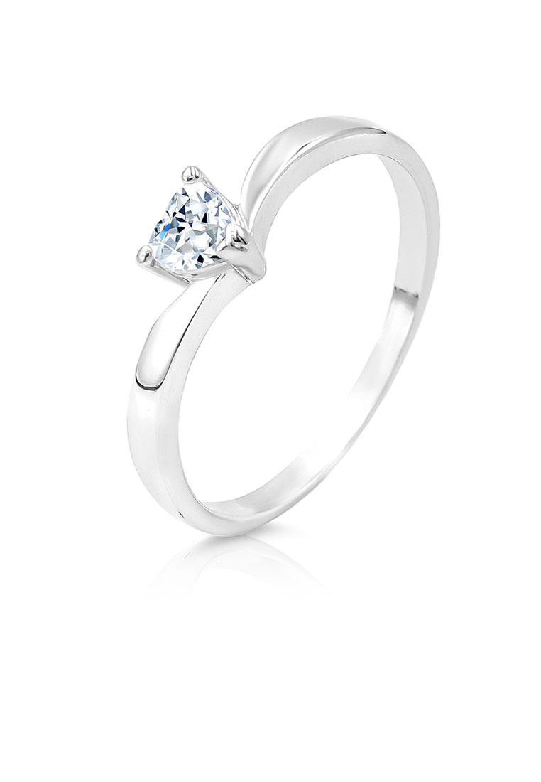 SO SEOUL 阿莫拉之愛心形狀的鑽石仿真立方氧化鋯0.25克拉純銀戒指
