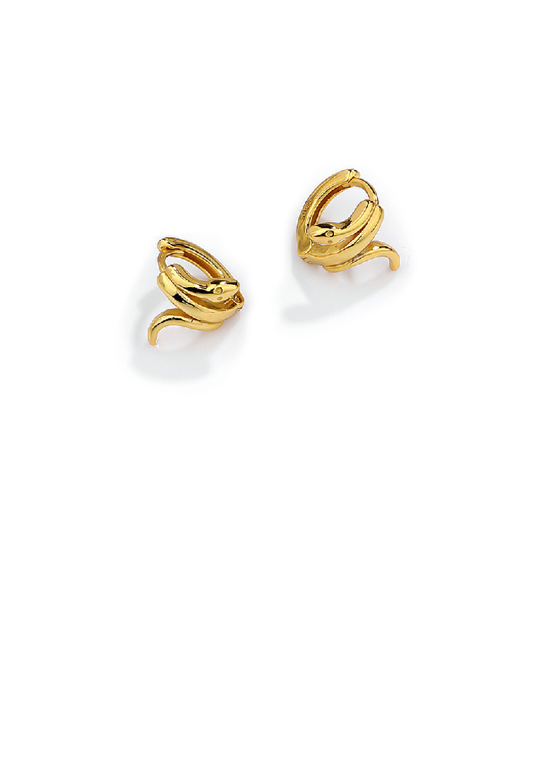 SOEOES 925純銀鍍金簡約個性蛇幾何圓形耳環