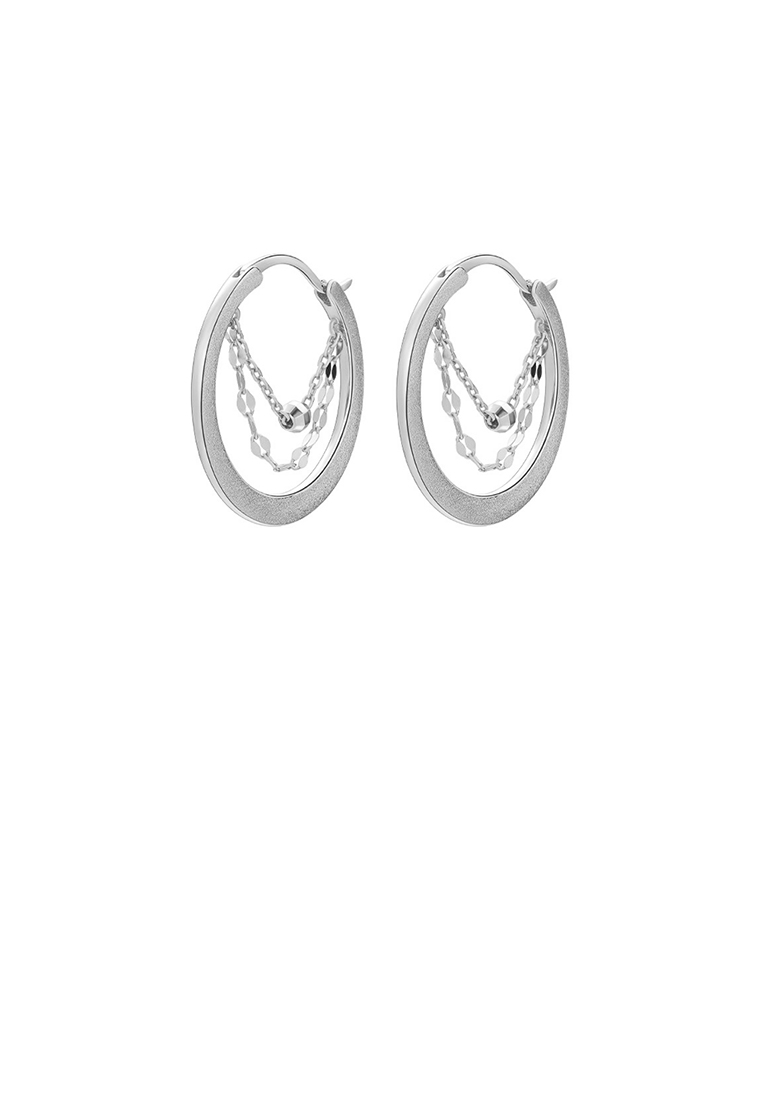 SOEOES 925純銀時尚氣質幾何圓流蘇耳環