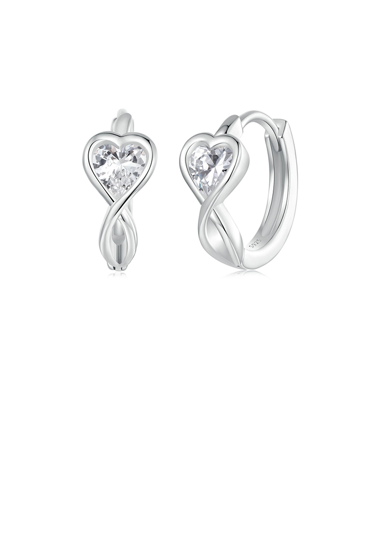 SOEOES 925 純銀時尚浪漫無限符號心型耳環配方晶鋯石