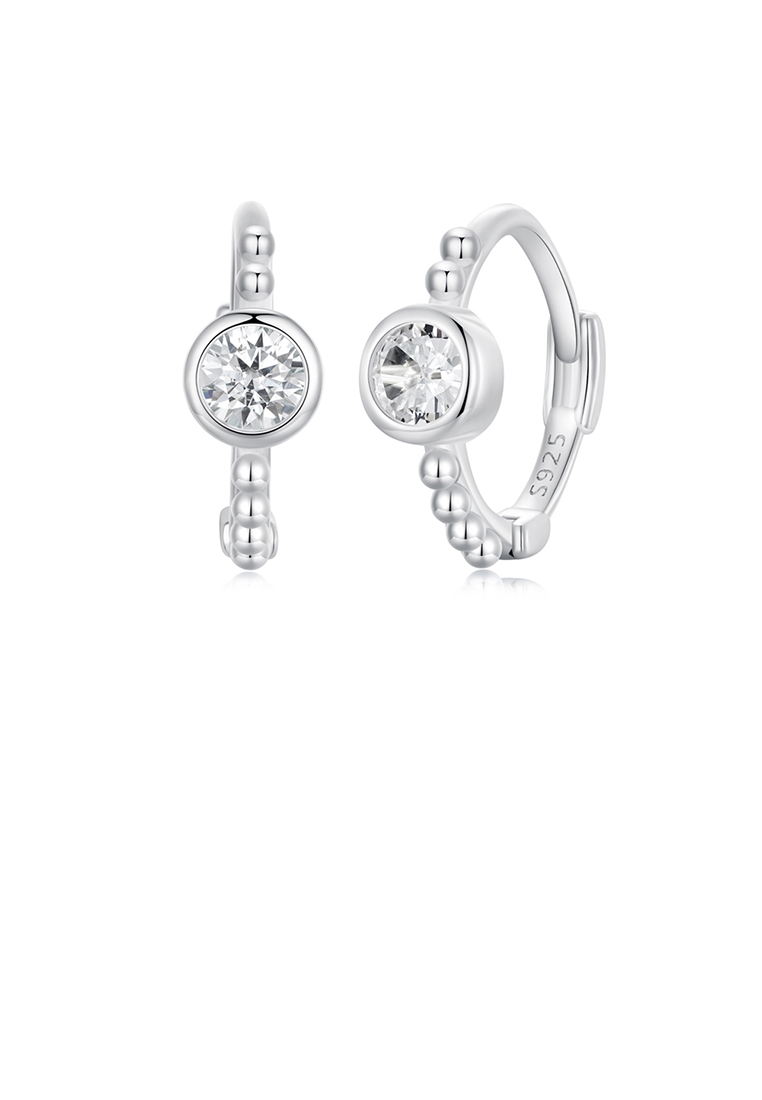 SOEOES 925純銀簡約時尚幾何圓形方晶鋯石耳環
