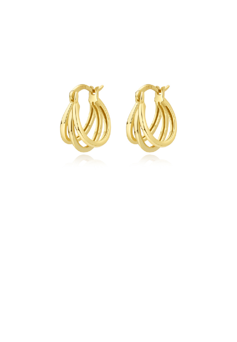 SOEOES 925純銀鍍金時尚簡約多層線條圓形耳環