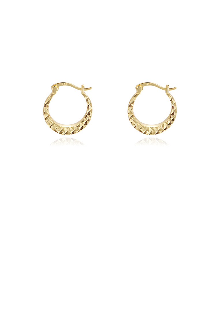 SOEOES 925純銀鍍金簡約時尚鑽石圖案幾何耳環