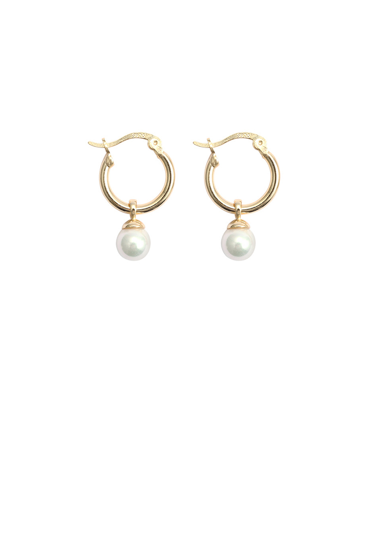 SOEOES 925純銀鍍金時尚簡約幾何仿珍珠圓形耳環