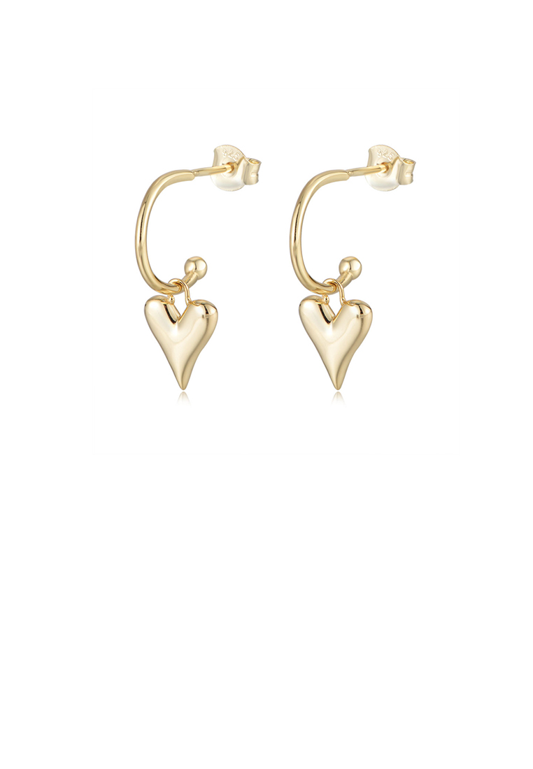 SOEOES 925 純銀鍍金簡約浪漫心型耳環