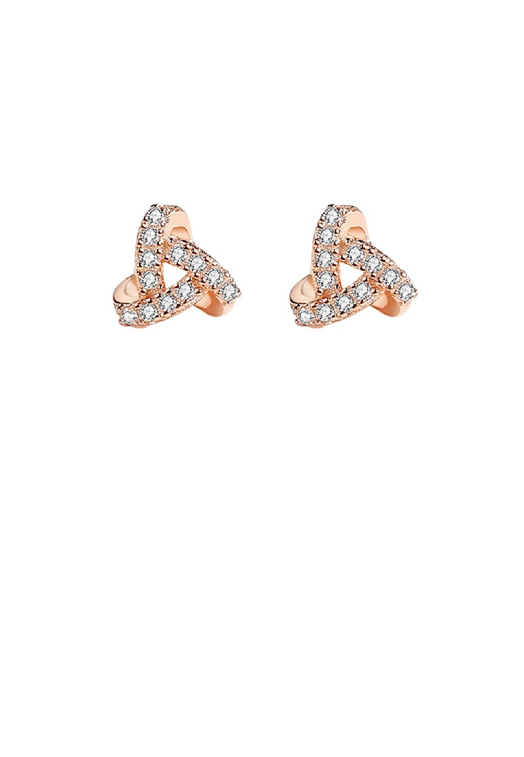 SOEOES 925 純銀鍍玫瑰金時尚簡約三角氧化鋯耳環