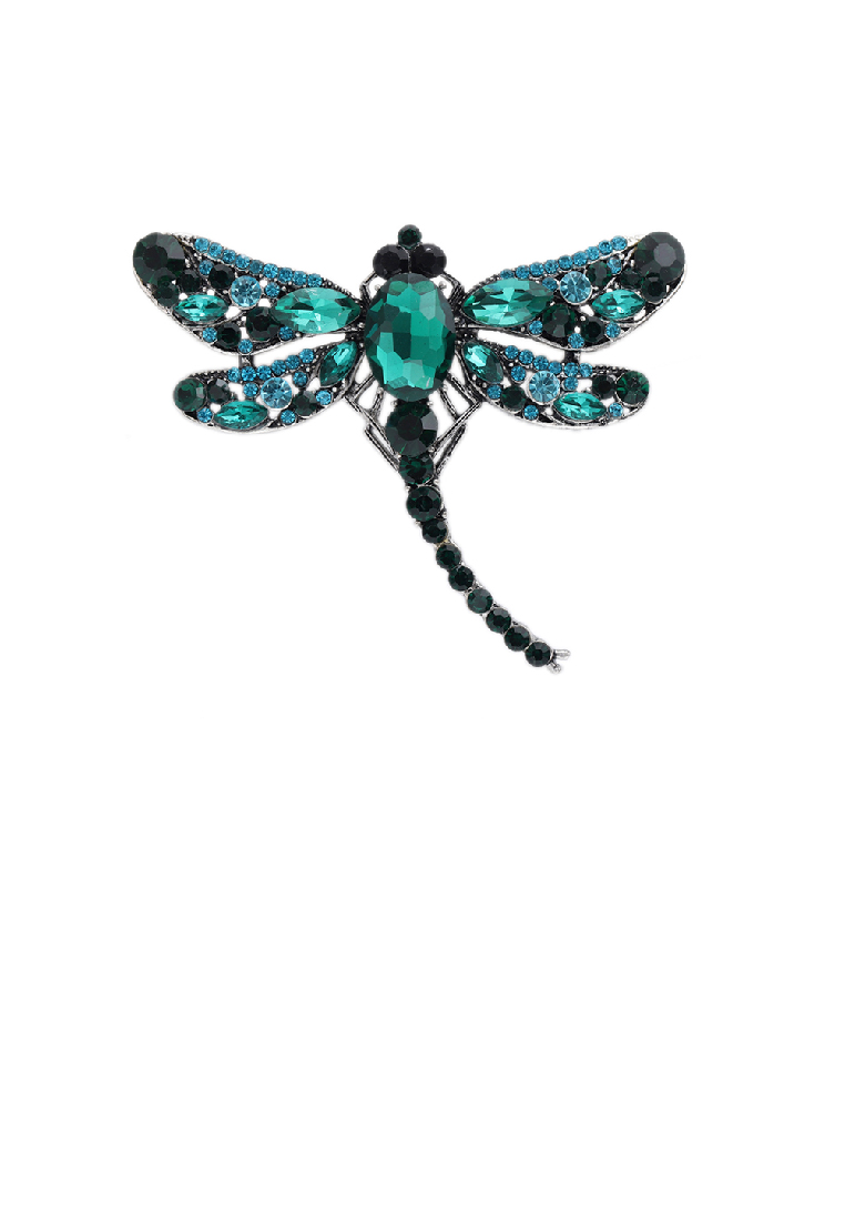 SOEOES 時尚氣質綠方晶鋯石蜻蜓胸針