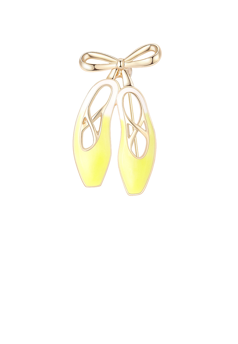 SOEOES 時尚氣質鍍金琺瑯黃色芭蕾舞鞋胸針