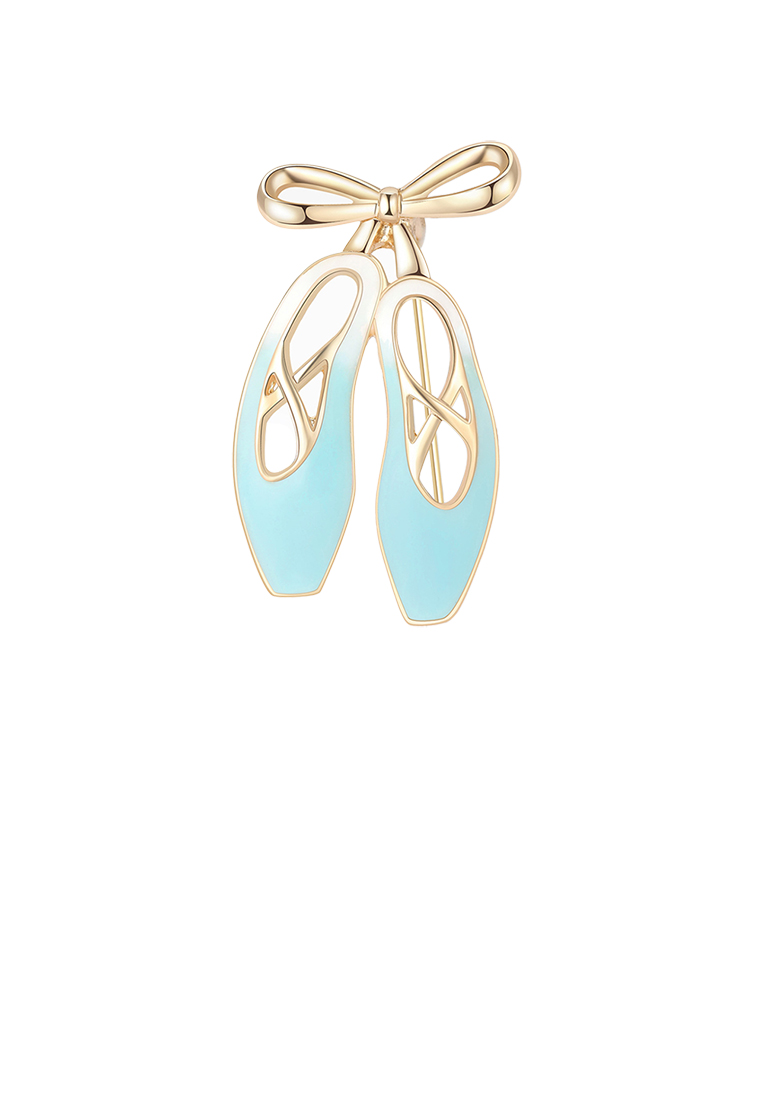 SOEOES 時尚氣質鍍金琺瑯藍色芭蕾舞鞋胸針