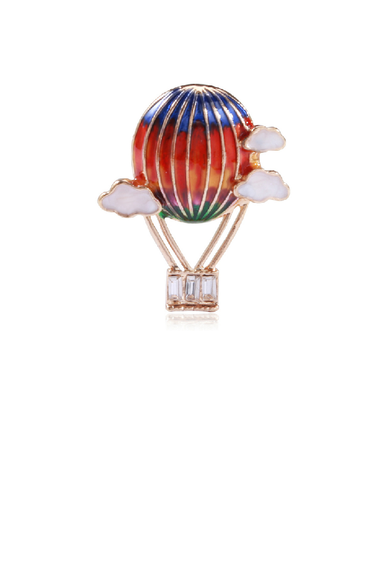 SOEOES 時尚創意鍍金琺瑯彩色方晶鋯石熱氣球胸針