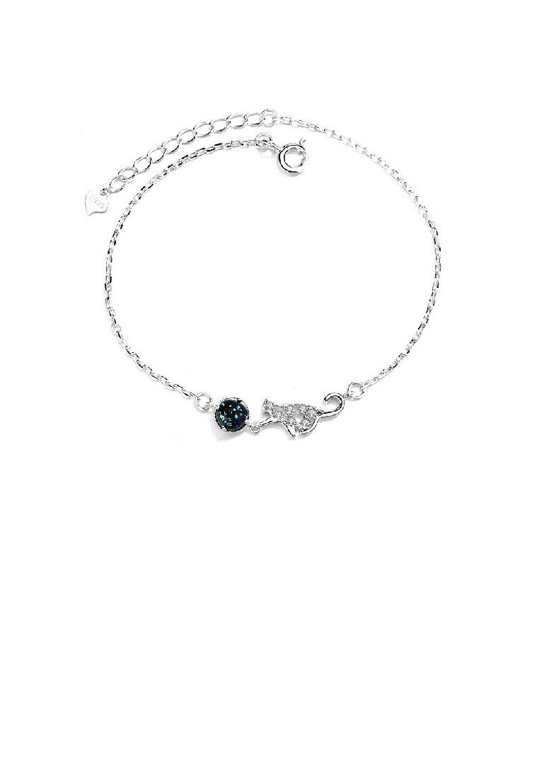 SOEOES 925純銀方晶鋯石時尚氣質星球貓手鍊