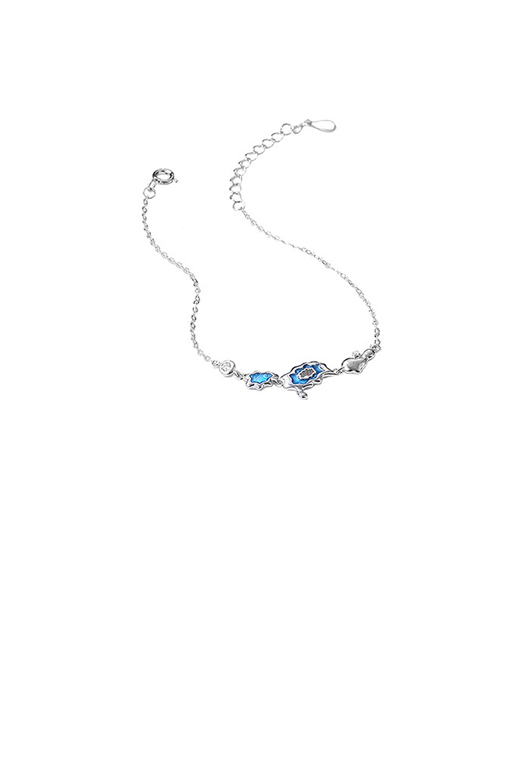 SOEOES 925 純銀時尚創意琺瑯藍色撒哈拉湖造型手鍊