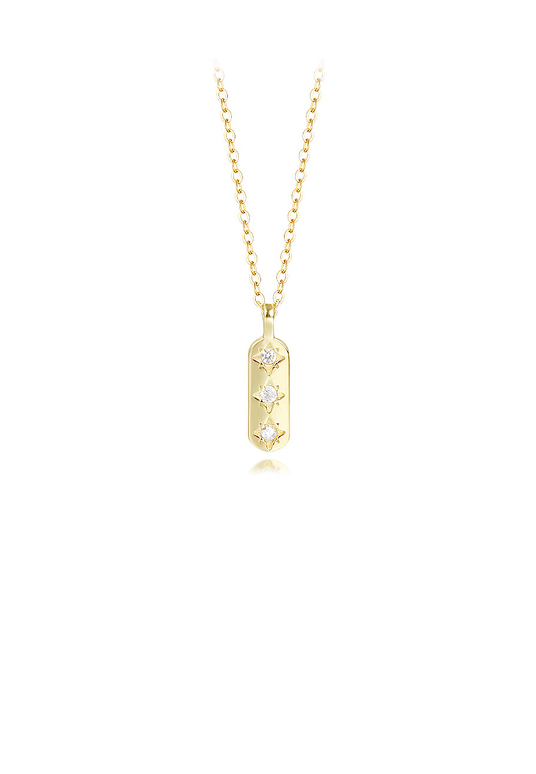 SOEOES 925 純銀鍍金時尚簡約星星圖案幾何吊墜配方晶鋯石和項鍊