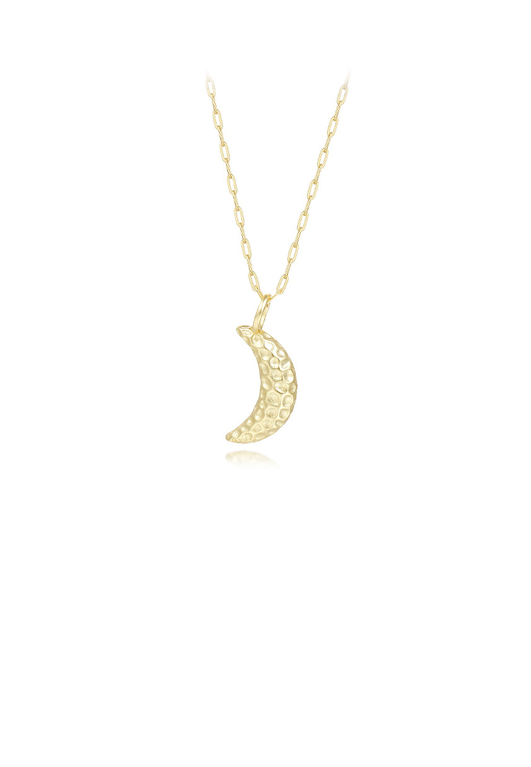 SOEOES 925純銀鍍金時尚簡約不規則凹形月亮吊墜項鍊