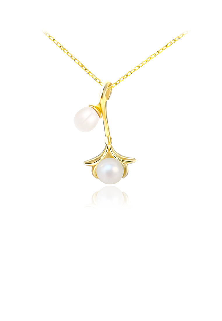 SOEOES 925純銀鍍金時尚氣質花朵淡水珍珠吊墜配項鍊