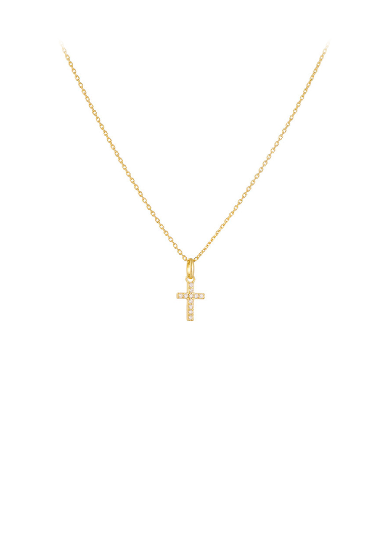 SOEOES 925 純銀鍍金簡約時尚十字架吊墜配方晶鋯石和項鍊