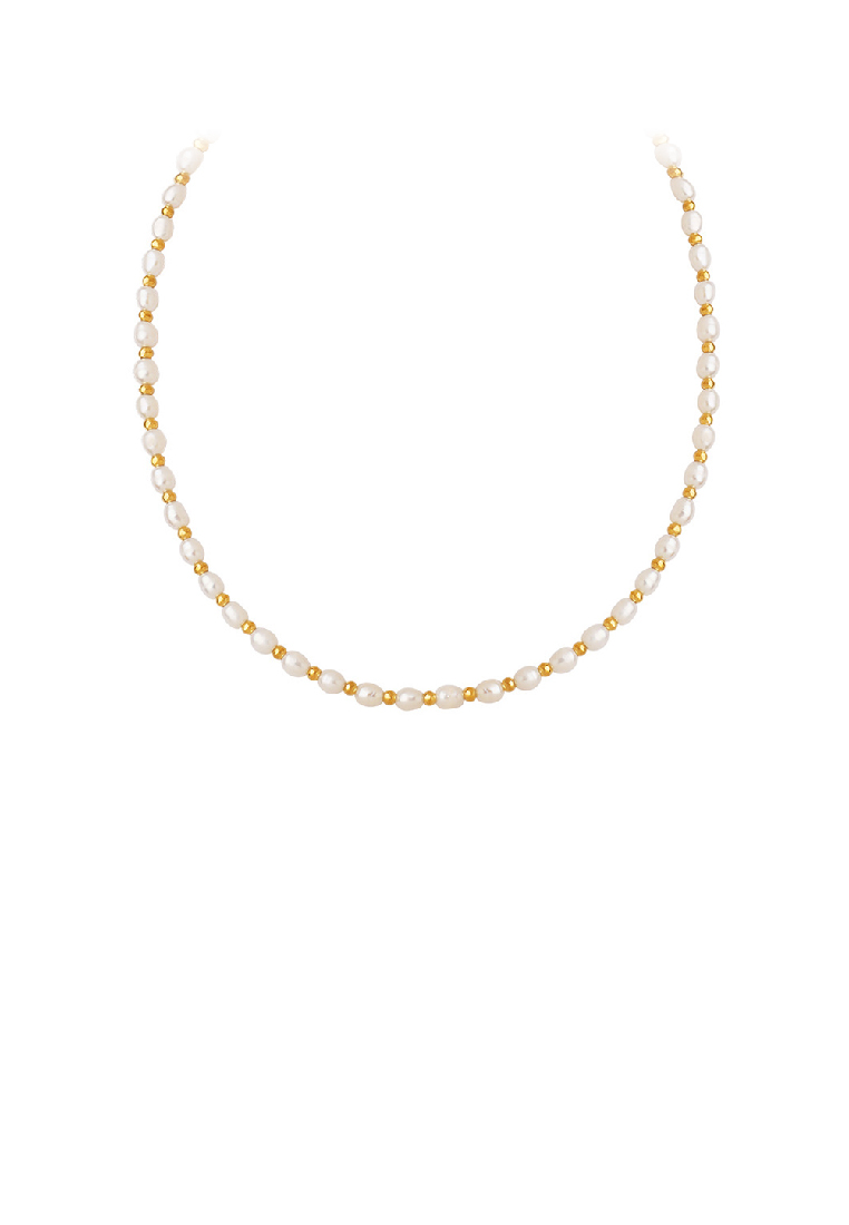SOEOES 時尚優雅鍍金316L不鏽鋼串珠仿珍珠項鍊