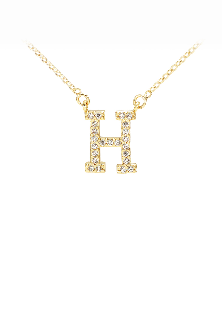 SOEOES 時尚簡約鍍金字母 H 吊墜配方晶鋯石和項鍊