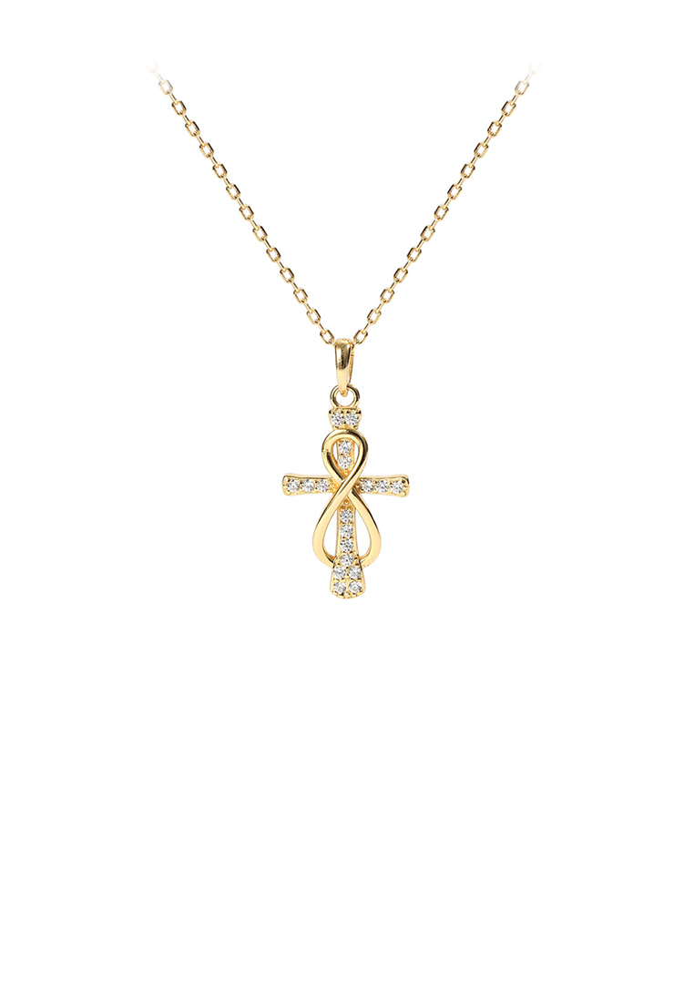 SOEOES 925純銀鍍金時尚氣質十字無限符號吊墜配方晶鋯石和項鍊