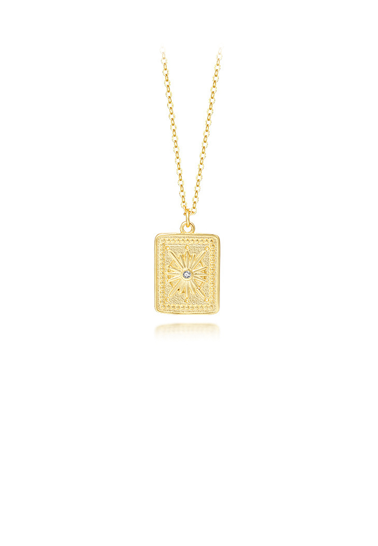 SOEOES 925 純銀鍍金時尚個人化八角星幾何方形吊墜配方晶鋯石和項鍊