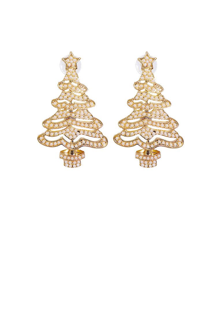 SOEOES 時尚優雅仿珍珠鍍金聖誕樹耳環