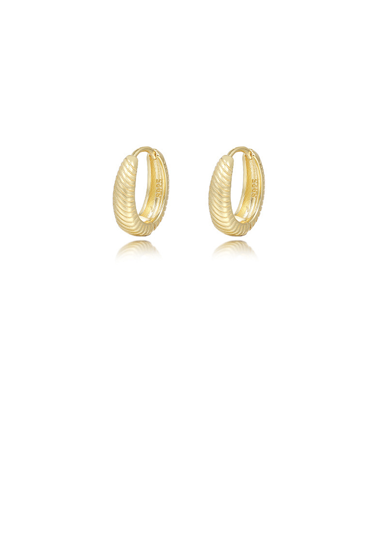 SOEOES 925 純銀鍍金時尚簡約扭紋幾何圈形耳環