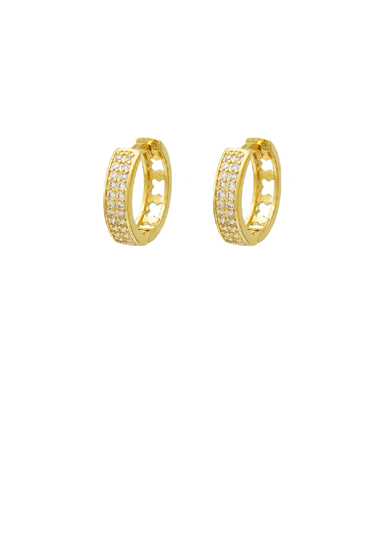 SOEOES 簡約時尚方晶鋯石鍍金幾何圈形耳環