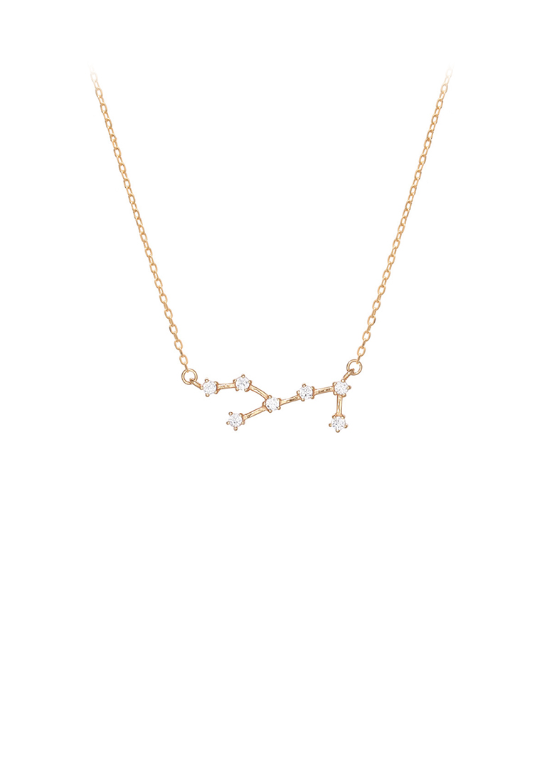 SOEOES 925 純銀鍍香檳金時尚簡約十二星座處女座吊飾配方晶鋯石與項鍊