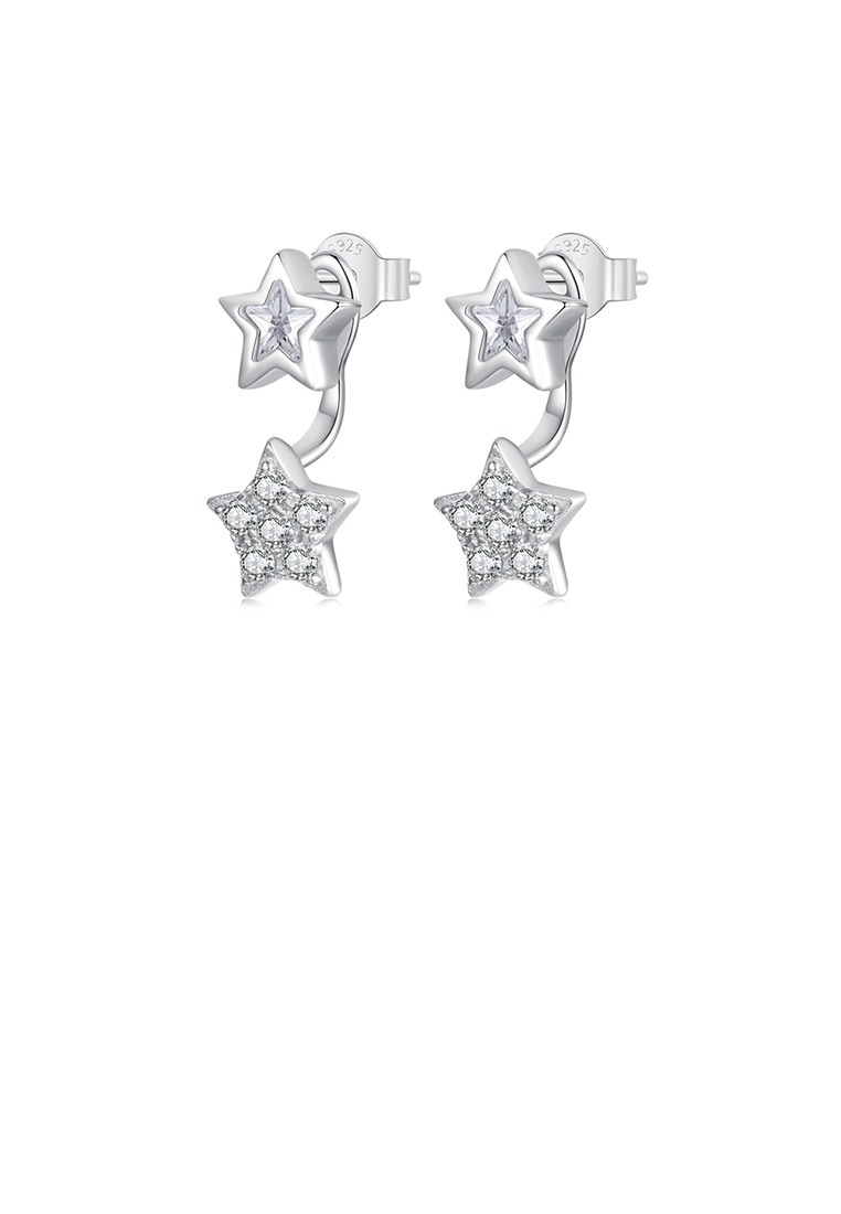 SOEOES 925 純銀方晶鋯石簡約時尚星星耳環