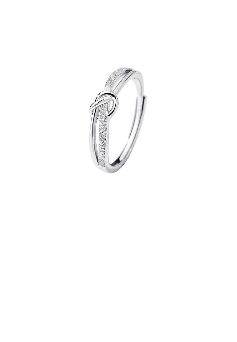 SOEOES 925純銀簡約時尚打結幾何可調式開口戒指