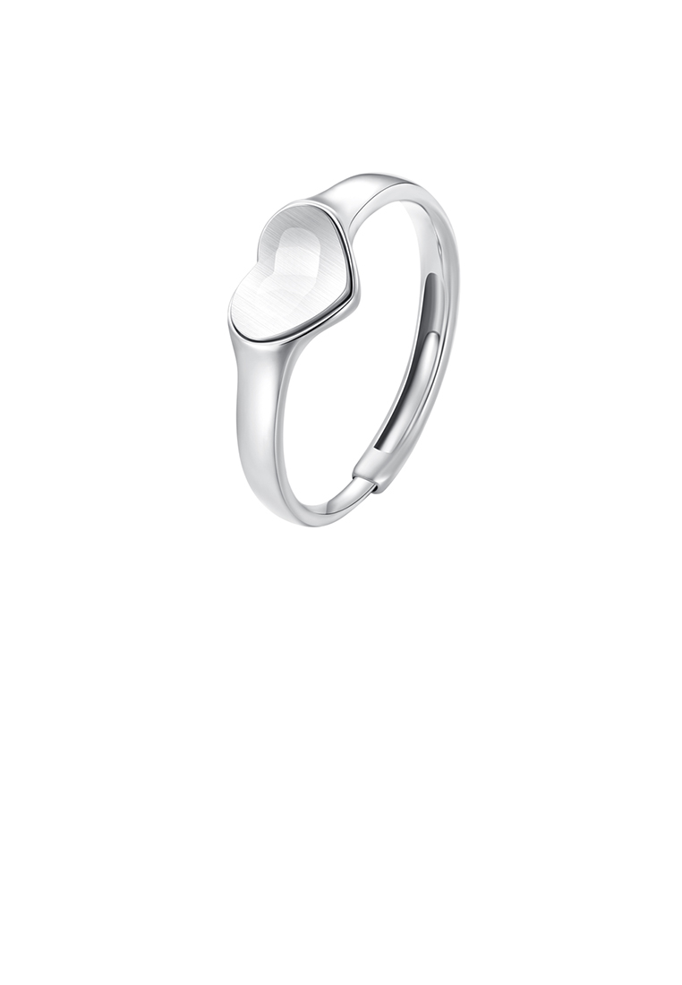 SOEOES 925純銀簡約時尚心型可調式戒指