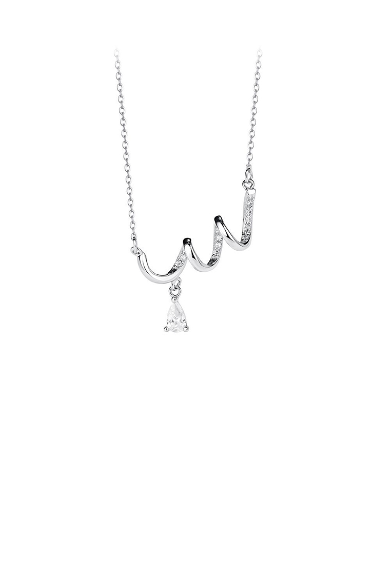 SOEOES 925 純銀時尚創意螺旋線幾何吊墜配方晶鋯石與項鍊