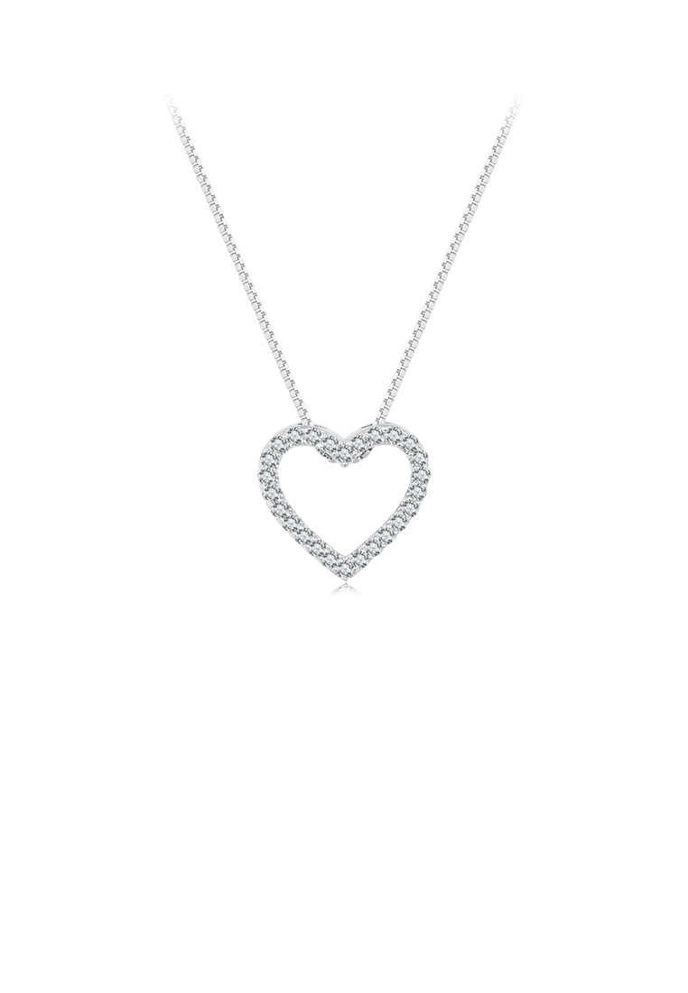 SOEOES 925 純銀簡約浪漫空心心型吊墜配方晶鋯石與項鍊