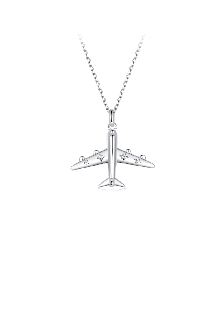 SOEOES 925 純銀簡約創意飛機吊墜配方晶鋯石與項鍊