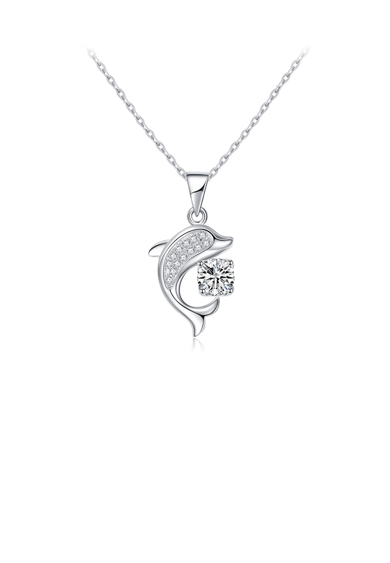 SOEOES 925 純銀時尚可愛海豚吊墜配方晶鋯石和項鍊