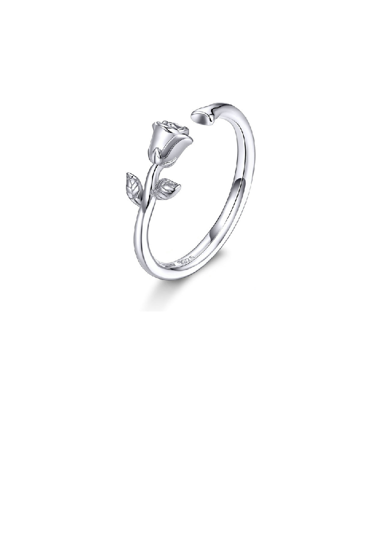 SOEOES 925純銀簡約氣質玫瑰幾何可調式開口戒指