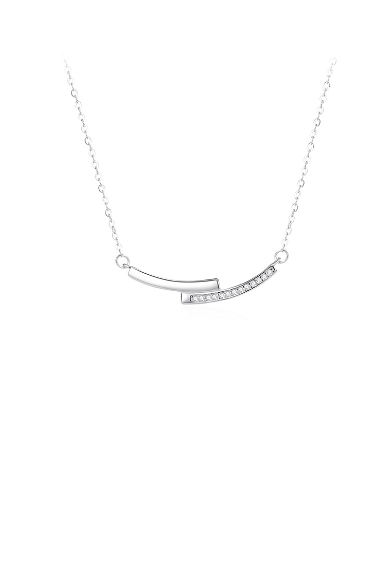 SOEOES 925 純銀簡約創意微笑形狀吊墜配方晶鋯石和項鍊